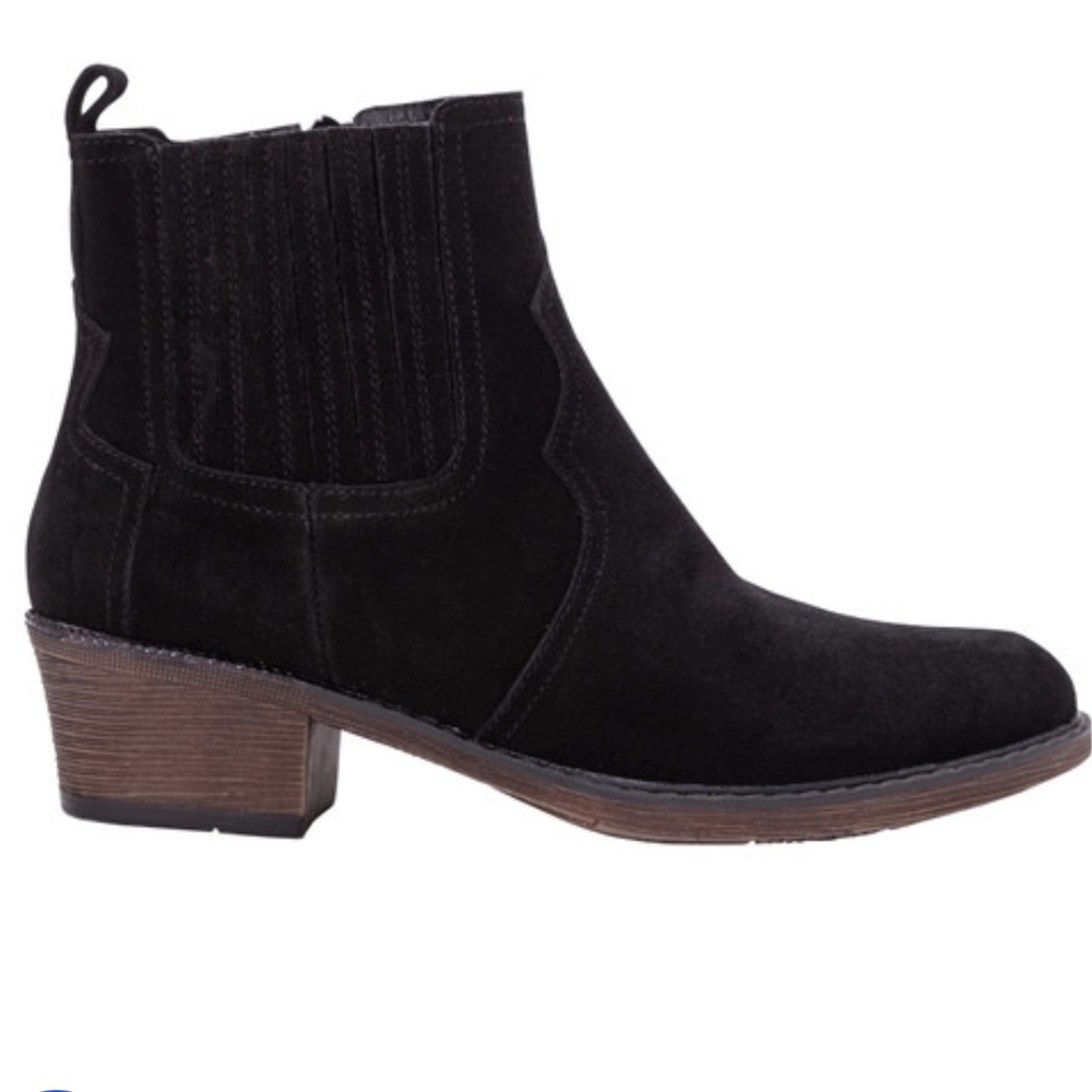 Propet Reese Western Black Suede Ankle Boots Size 10 Wide